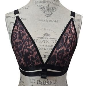 AvidLove Leopard Print Triangle Strappy Accent Lingerie Bralette